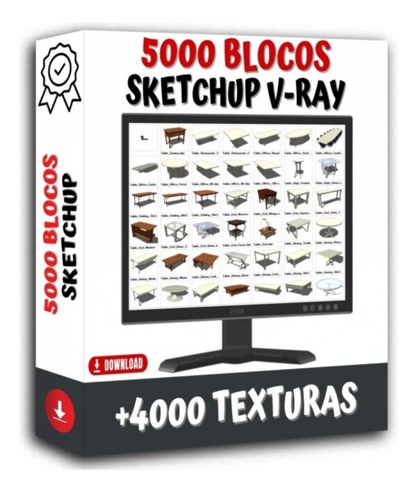 Sketchup Vray 5000 Blocos + 4000 Texturas + Brindes