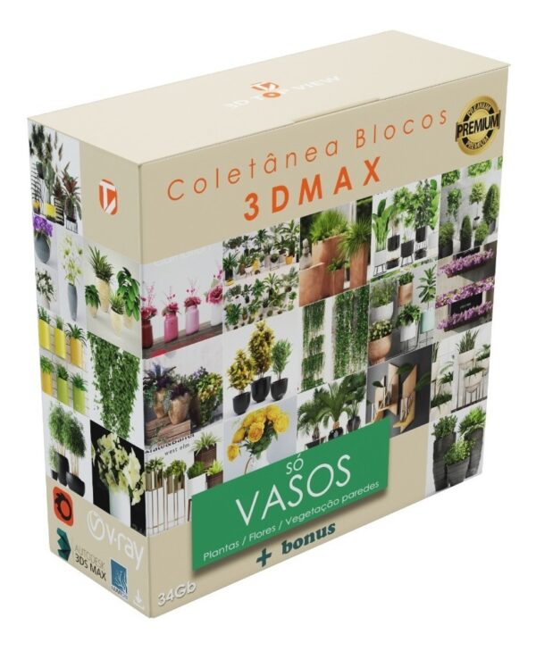 Coletânea Modelos 3d Max -  Vasos Plantas 34gb + Bônus