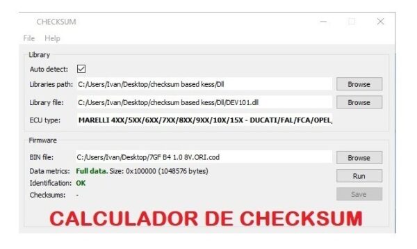 Software Calculador De Checksum Centrais Automotivas