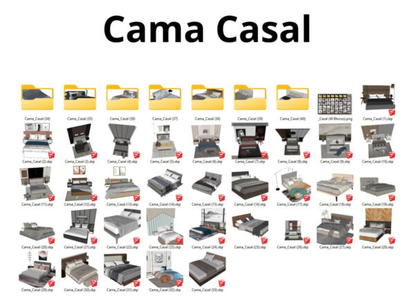 Pack 100 Blocos 3d De Cama - Ótima Qualidade Sketchup